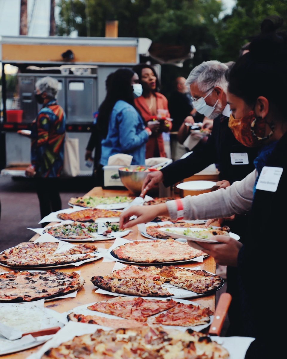 Big Green Truck Pizza party setup
